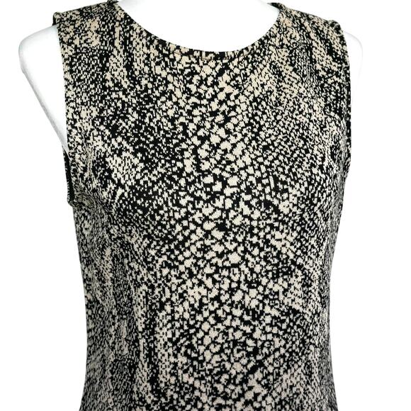 ST. JOHN COLLECTION Size 8 Sleeveless Sheath Snake Print Midi Dress Knit Stretch - Picture 3 of 7